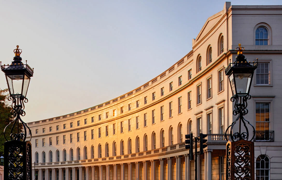 Regents Crescent Park Crescent Curved Facade Golden Sunset John Nash London