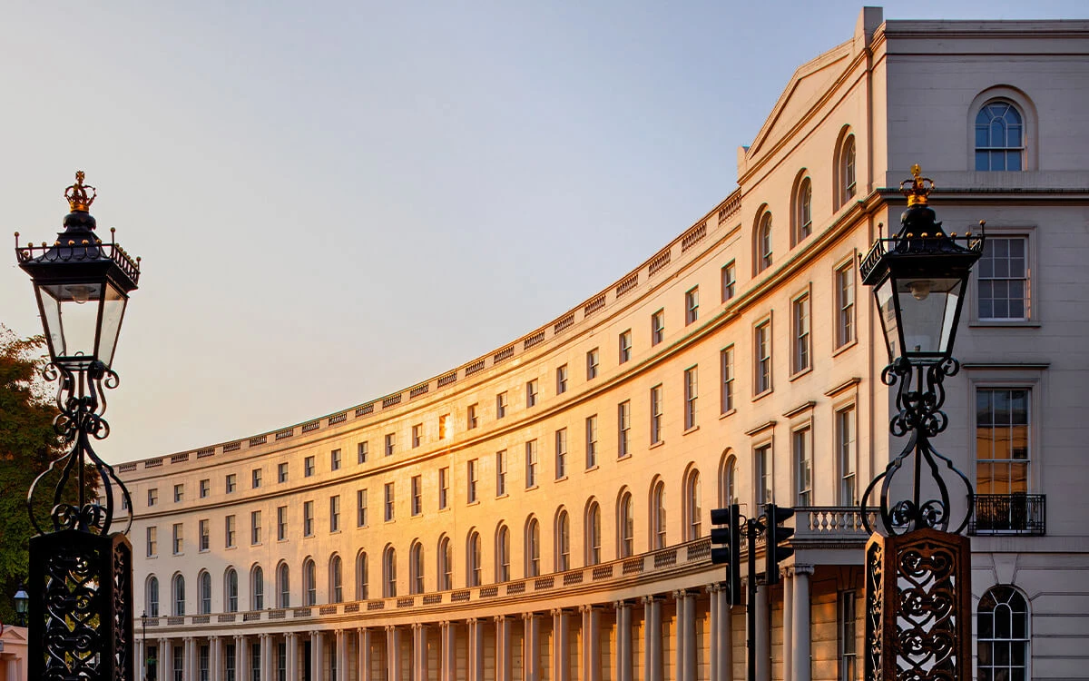 Regents Crescent Park Crescent Curved Facade Golden Sunset John Nash London