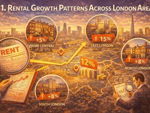 rental growth patterns across London areas showing price increases in prime central east north and south London