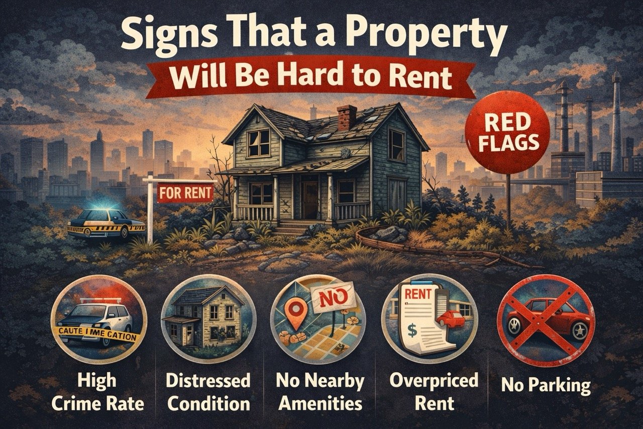 signs that a property will be hard to rent including bad condition poor location high crime and overpriced rent