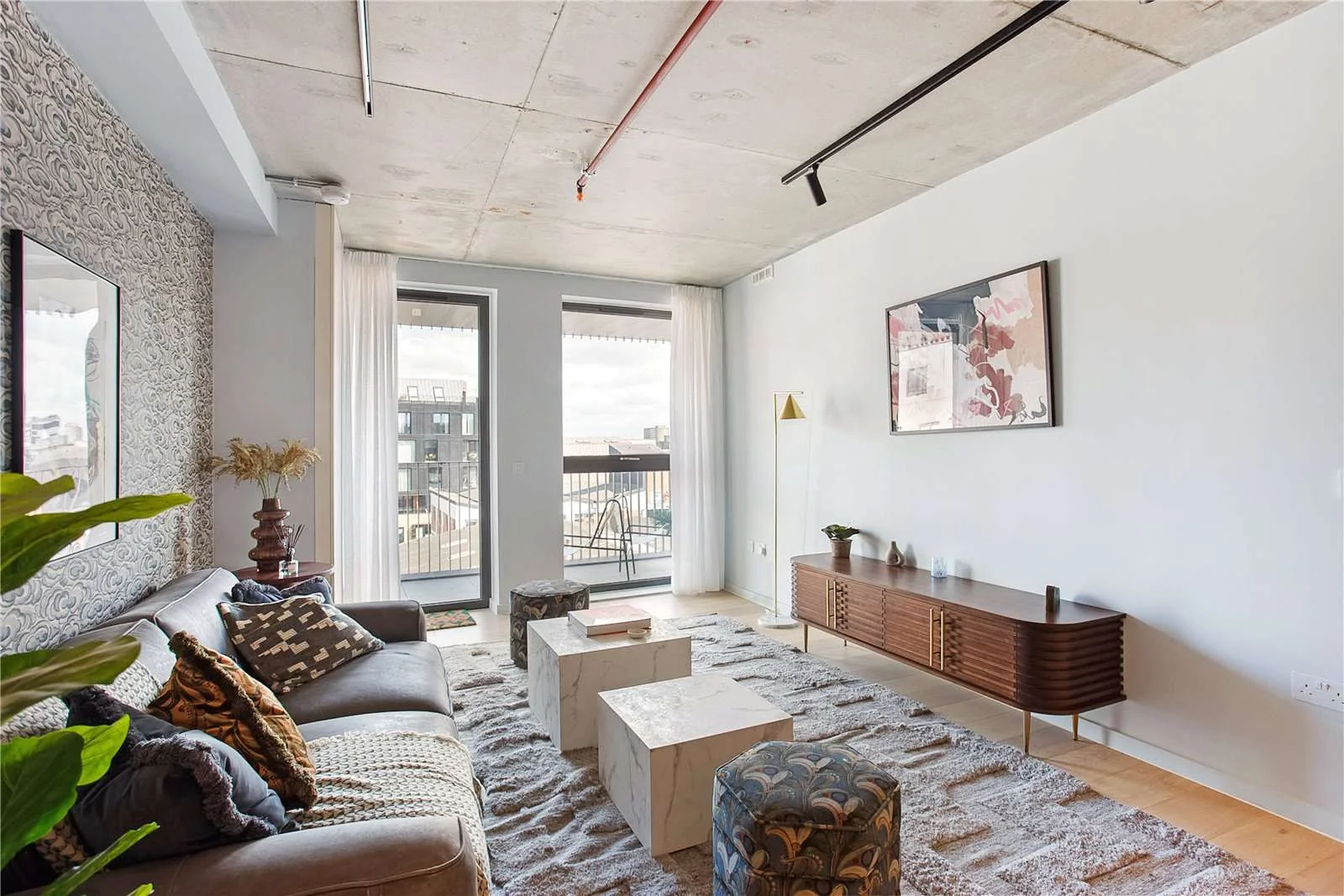 Smokehaus Bayford Street E8 3se Living Room Exposed Concrete Ceiling Balcony Access London Fields