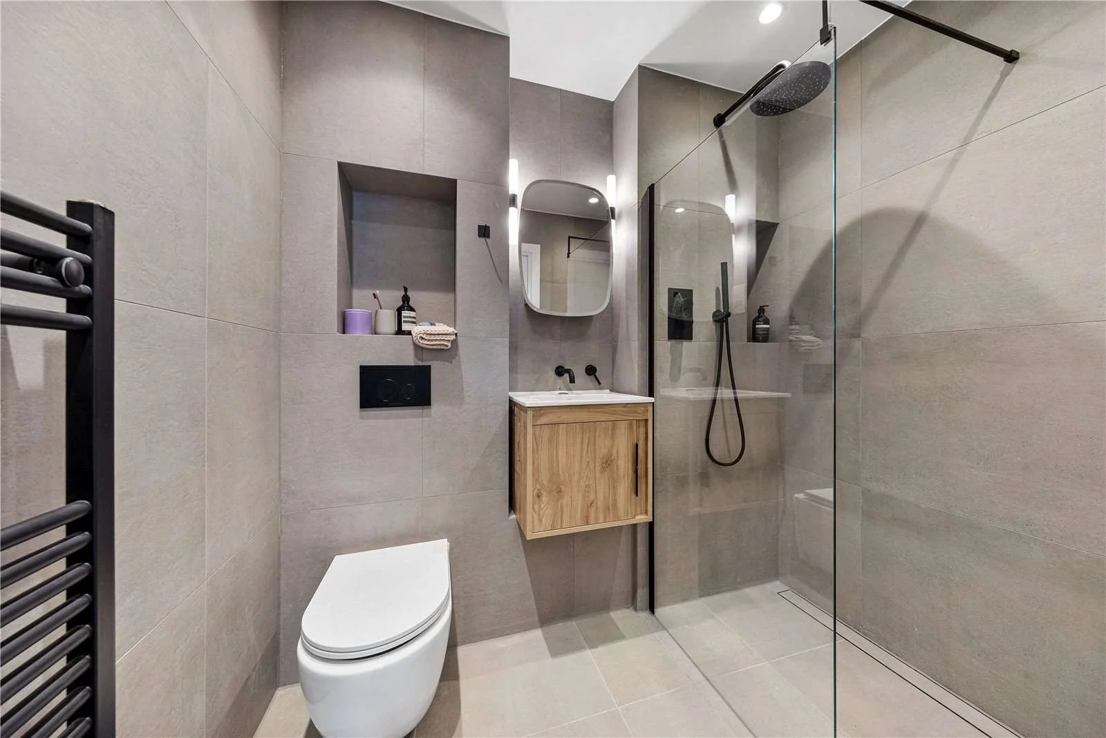 Smokehaus Bayford Street E8 3se Shower Room Walk In Rain Shower Concrete Tiles London