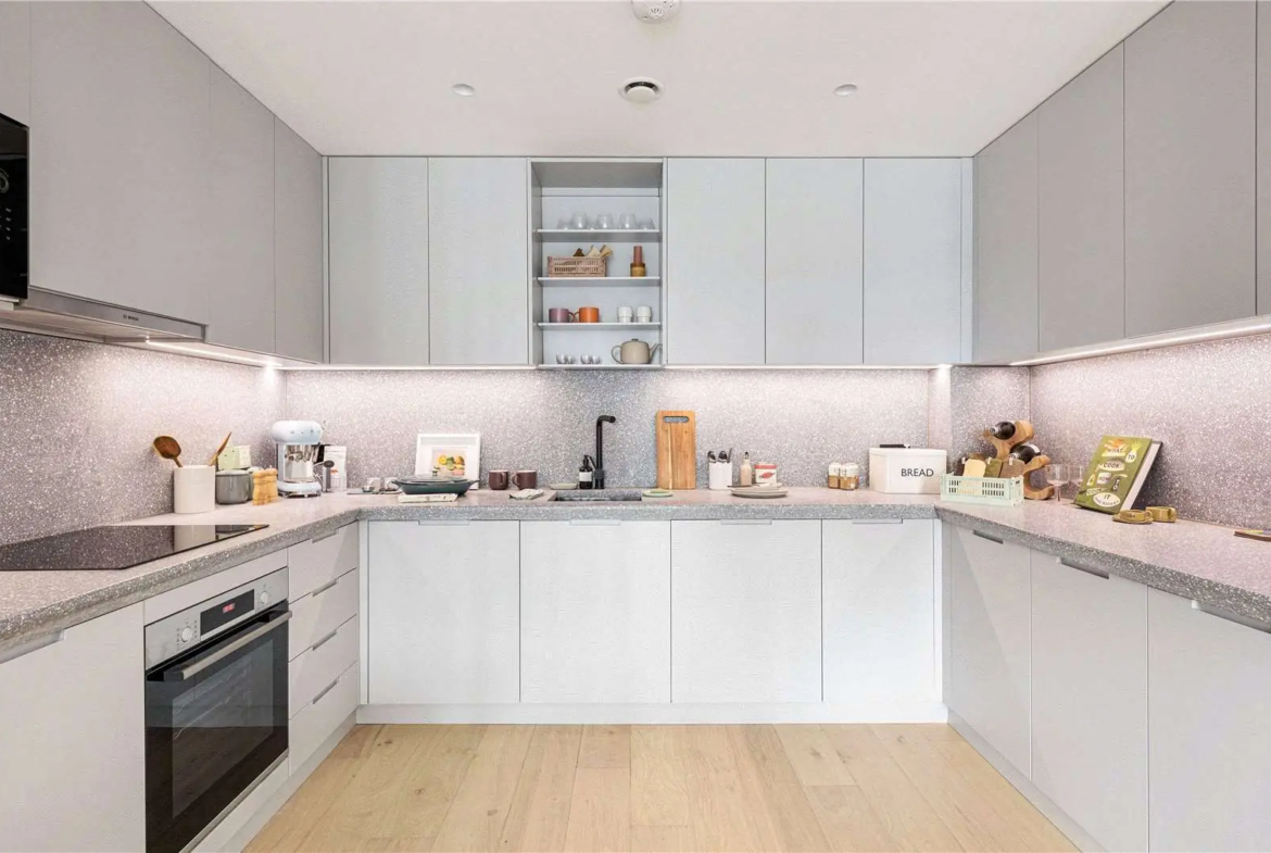 Smokehaus London Fields E8 Modern Kitchen Terrazzo Worktop Bosch Appliances
