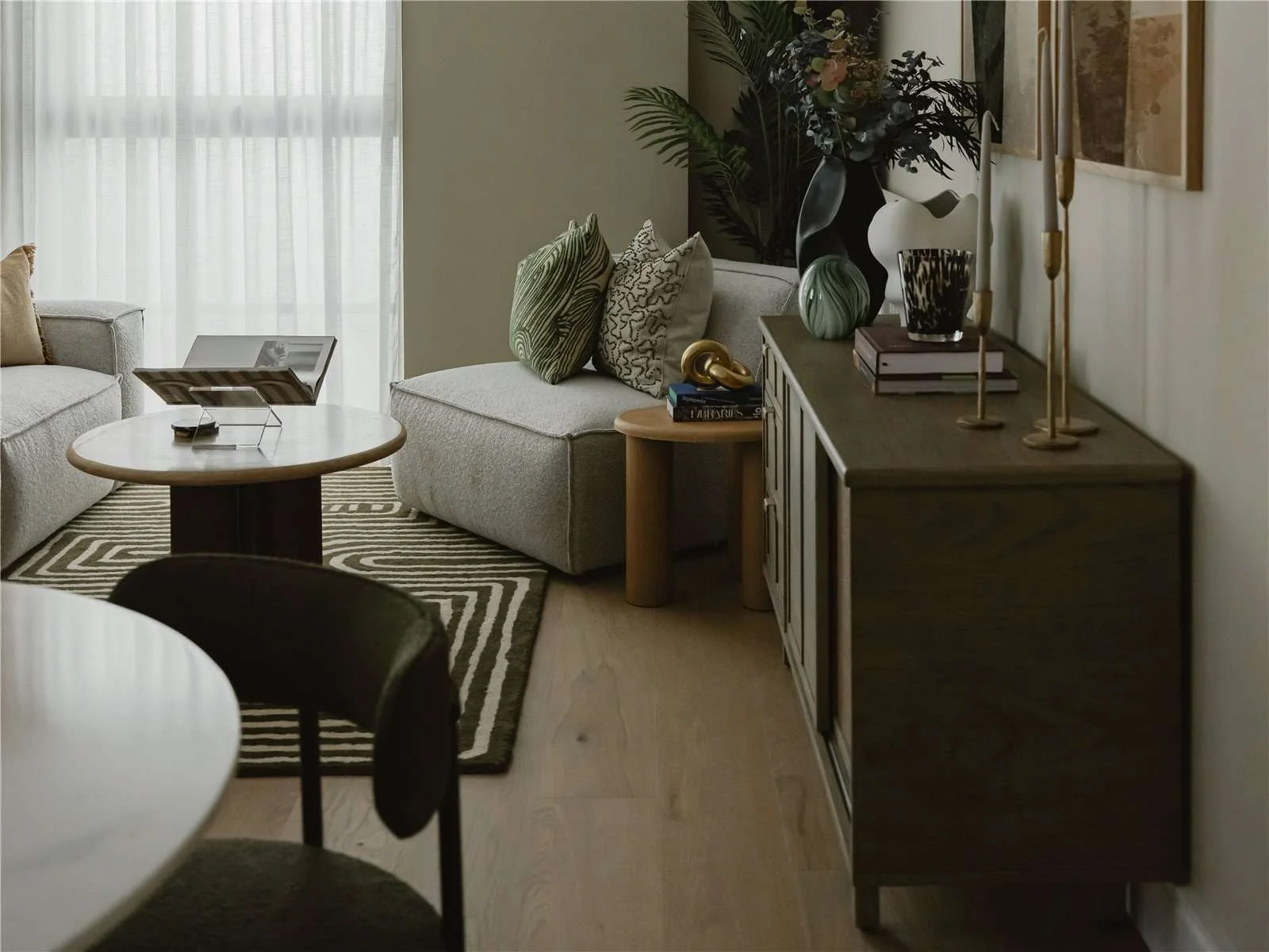 The Langdon Byron Street E14 London Living Room Sideboard Botanical Plants Engineered Wood Floor