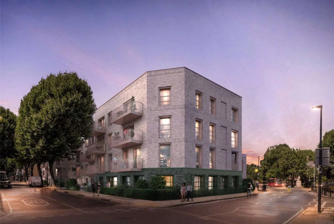 The Langdon Byron Street Poplar London E14 Build Exterior Dusk Balconies