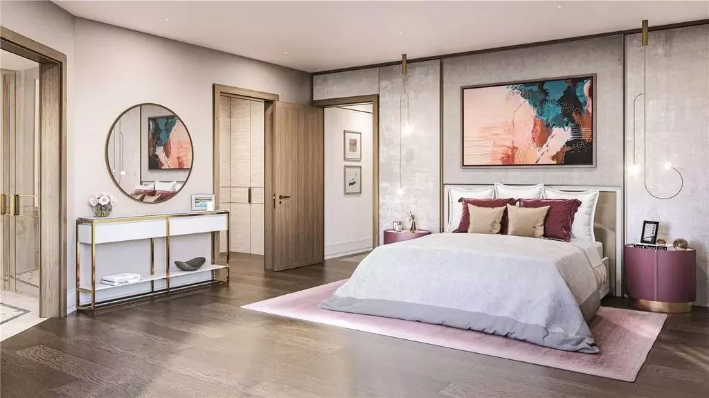 The Lucan Chelsea 2 Bedroom Master Bedroom Cgi Gold Accents London Sw3