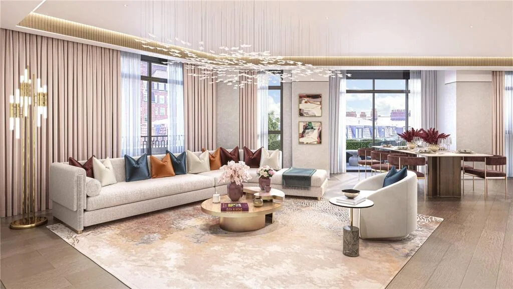 The Lucan Chelsea Luxury Apartment Living Room Cgi Floor To Ceiling Windows