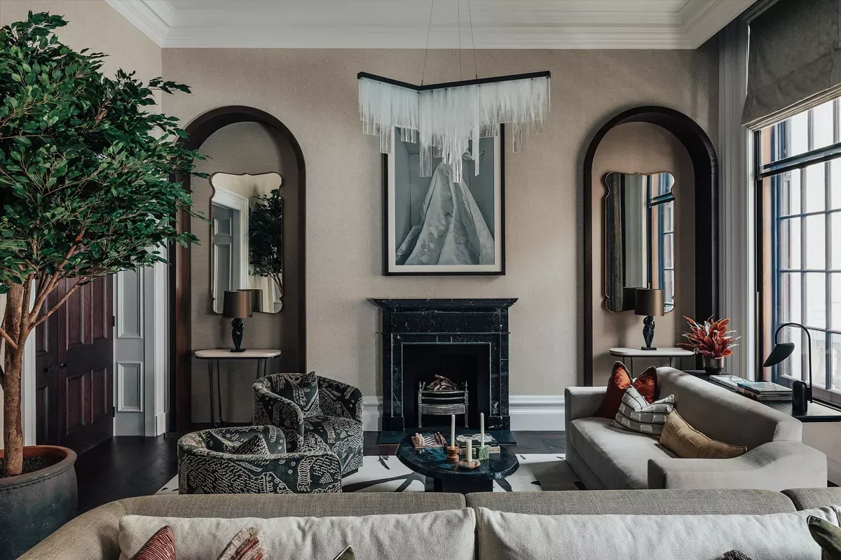 The Owo Whitehall London Elegant Living Room Fireplace