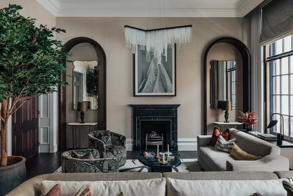 The Owo Whitehall London Elegant Living Room Fireplace