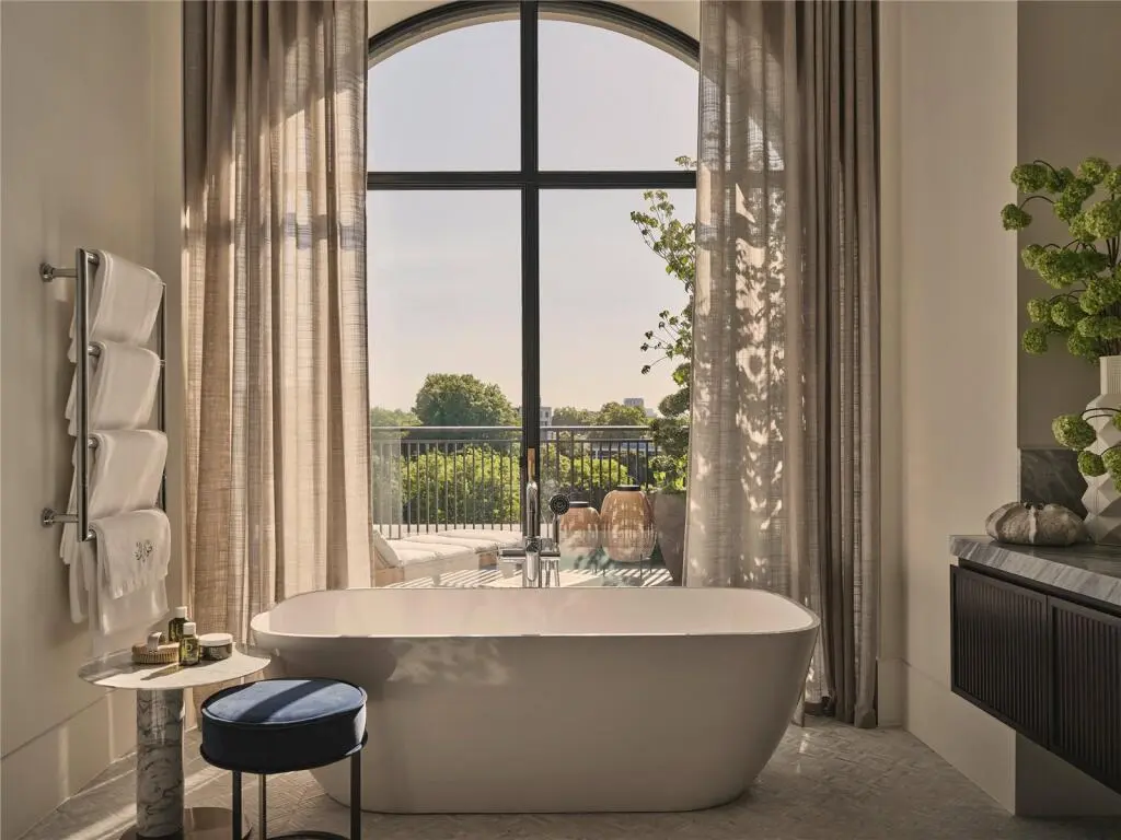 The Whiteley Clock Tower Apartment Master Bathroom Freestanding Bath