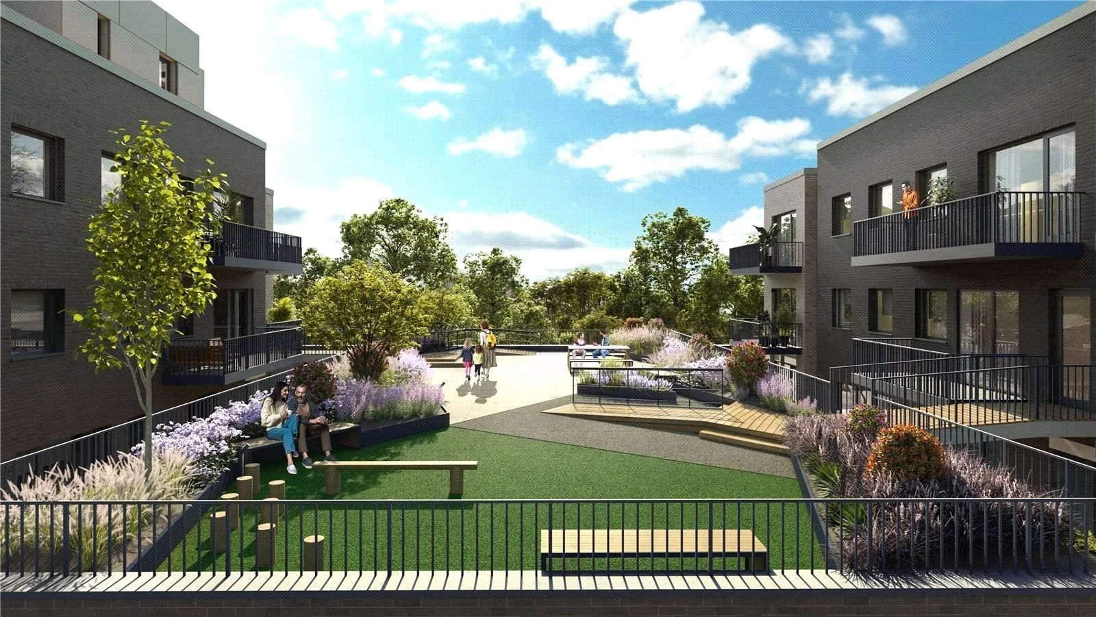 Urban Picturehouse Sidcup Da15 London Landscaped Courtyard Garden Residents Amenity Cgi