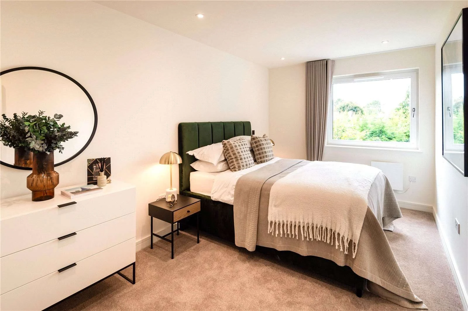 Urban Picturehouse Sidcup Da15 London Master Bedroom Green Headboard Garden View Carpet