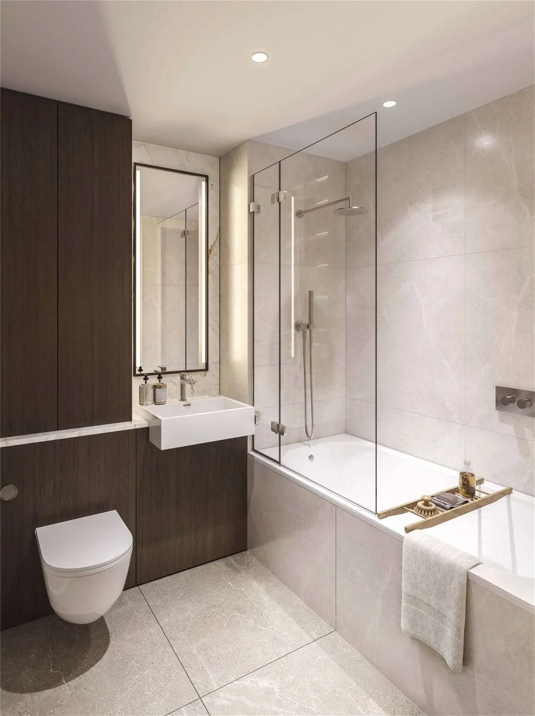 West Kensington W14 100 Kensington The Oria 21st Floor Family Bathroom Bath Overhead Shower