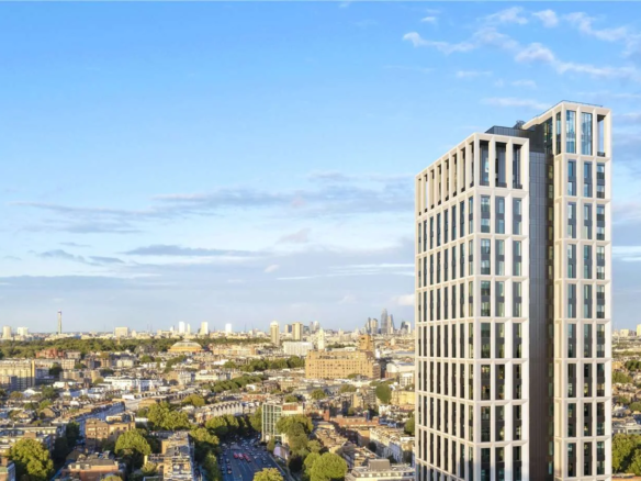 West Kensington W14 100 Kensington The Oria 29 Storey Tower Exterior London Cityscape Sunset