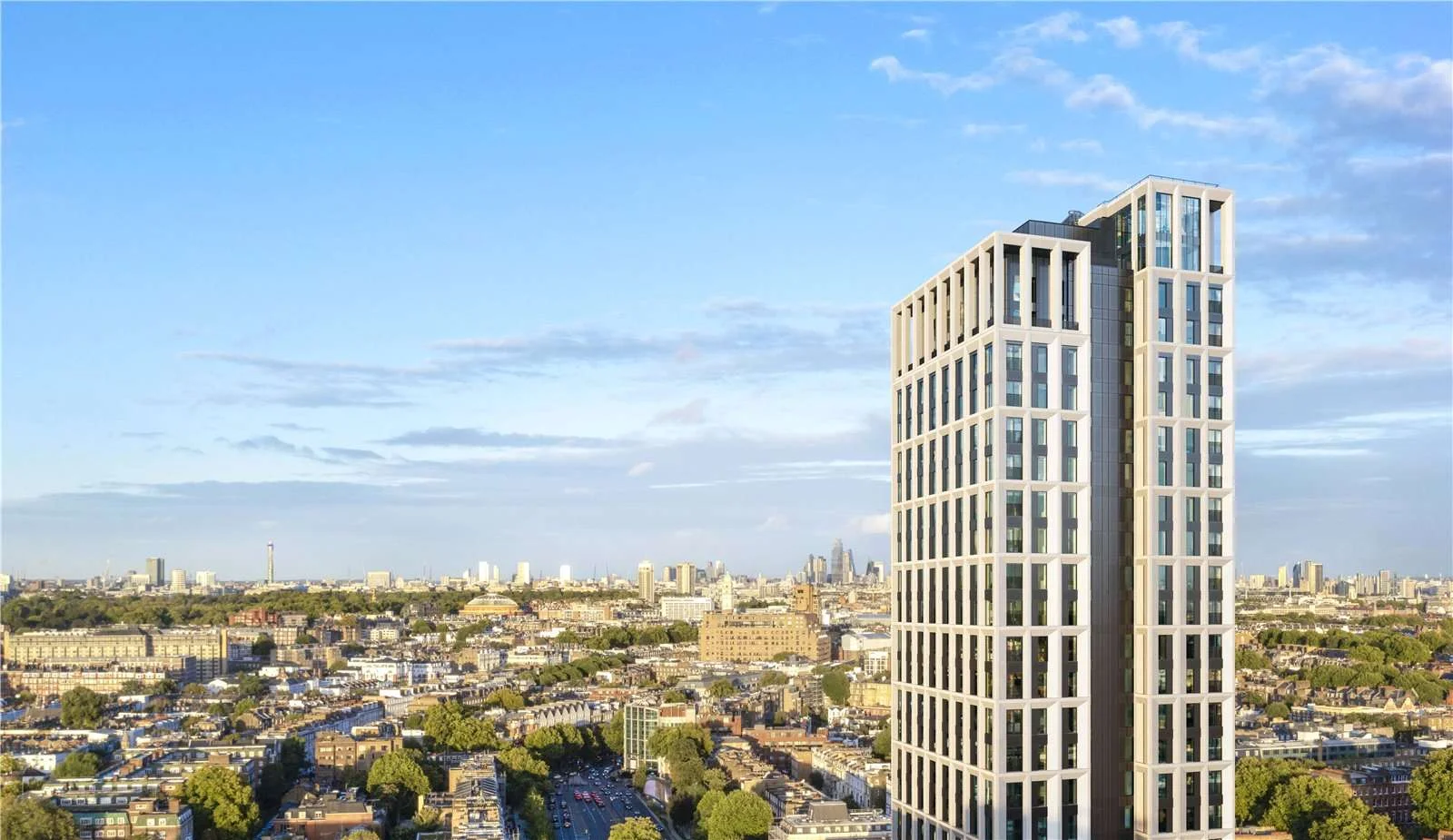 West Kensington W14 100 Kensington The Oria 29 Storey Tower Exterior London Cityscape Sunset