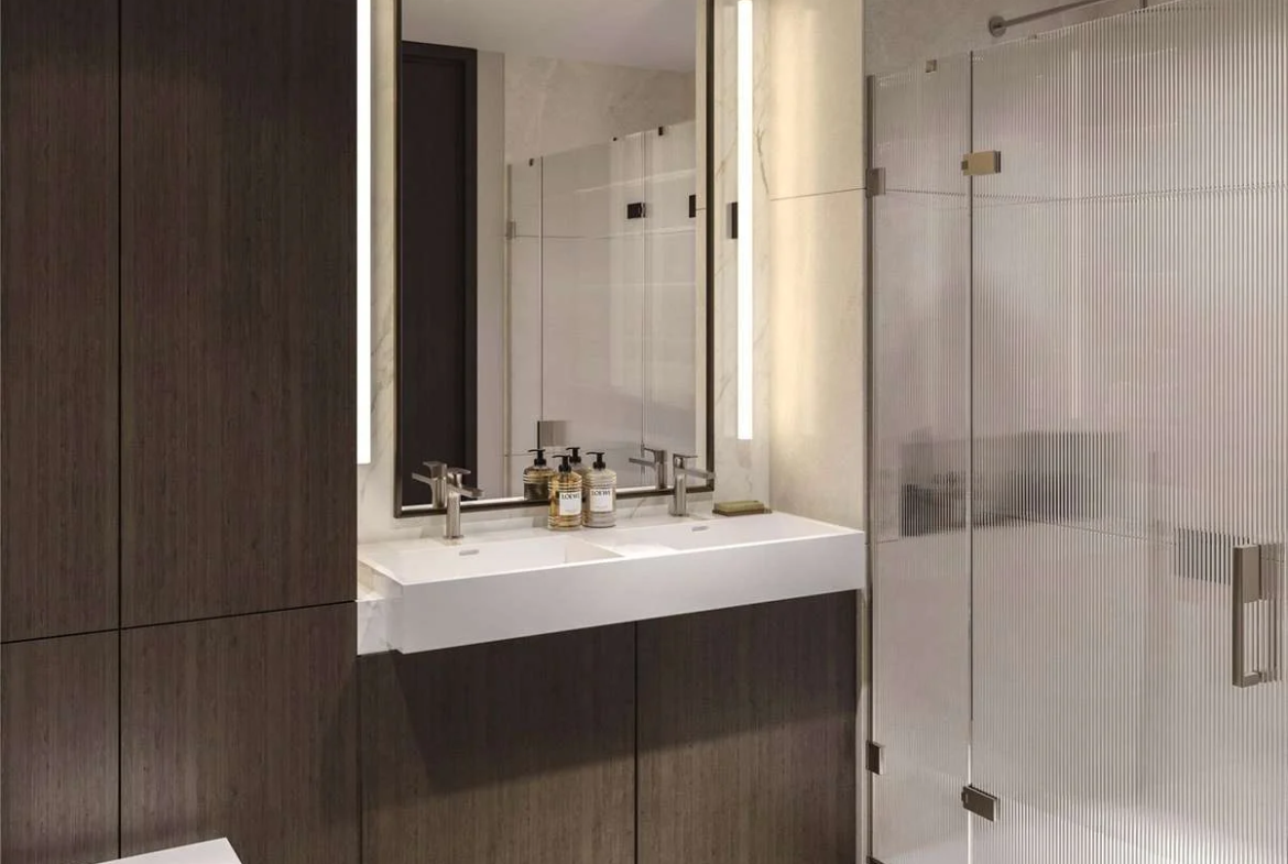 West Kensington W14 100 Kensington The Oria Duplex En Suite Double Basin Reeded Glass Shower