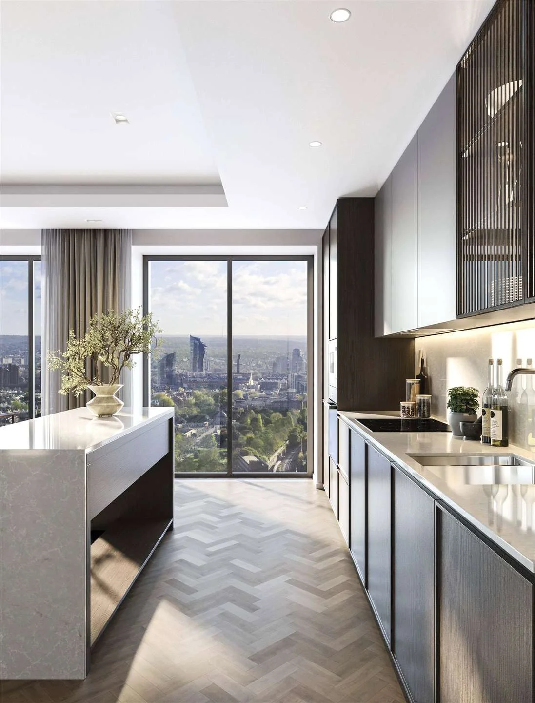 West Kensington W14 100 Kensington The Oria Duplex Galley Kitchen Marble Worktop Panoramic Views
