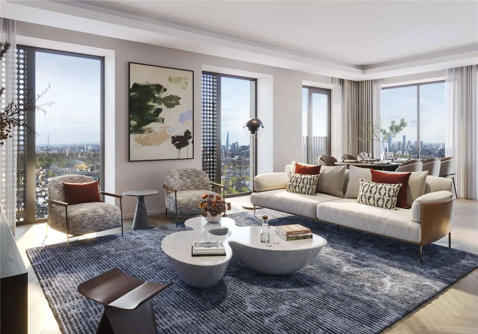 West Kensington W14 100 Kensington The Oria Duplex Open Plan Living Room London Skyline Shard