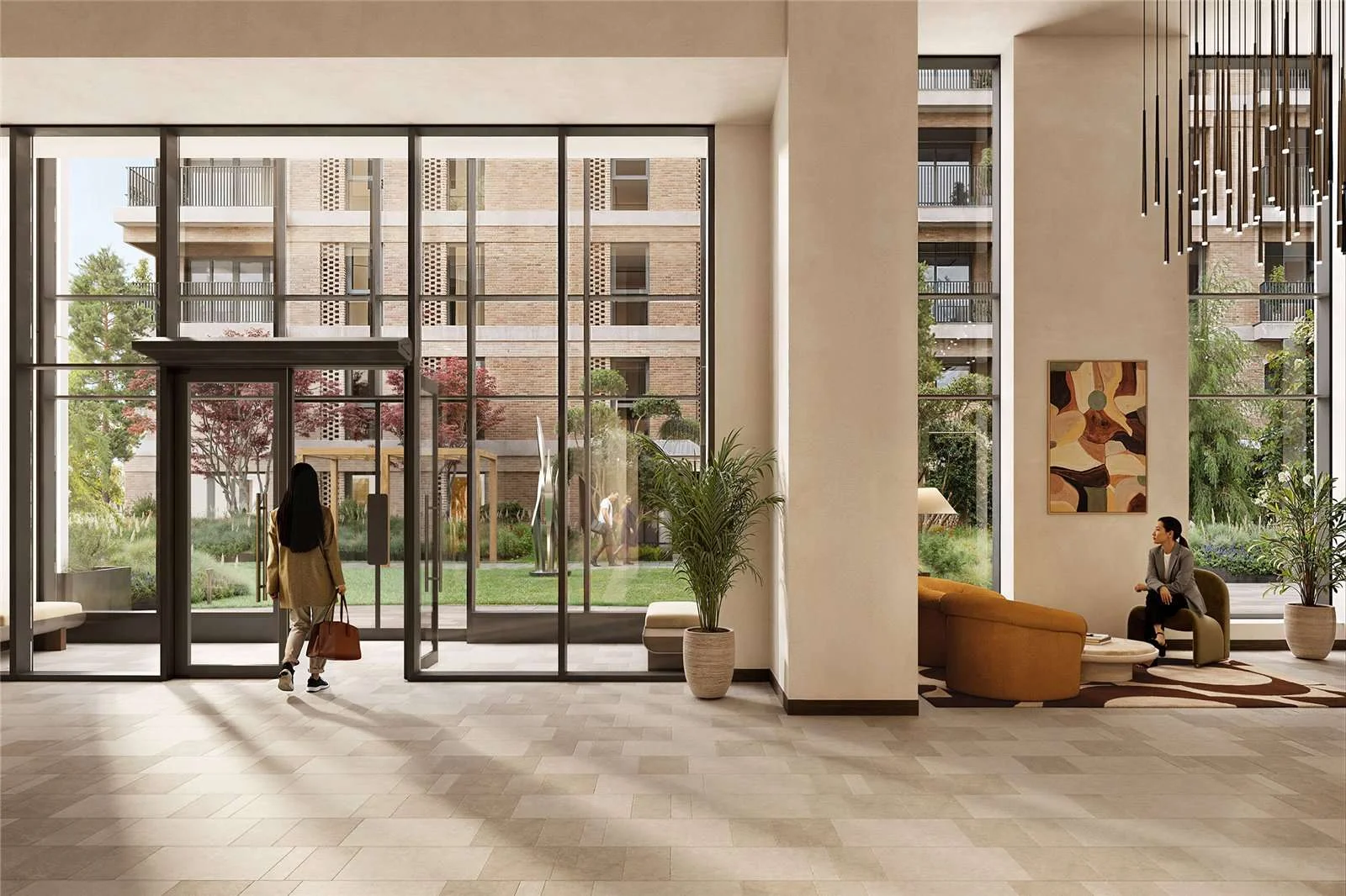 West Kensington W14 100 Kensington The Oria Lobby Double Height Glazing Podium Garden View