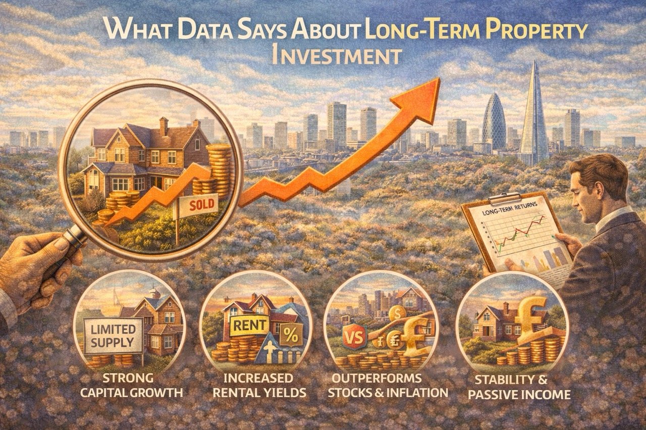 what data says about long term property investment showing capital growth rental yields and long term returns illustration