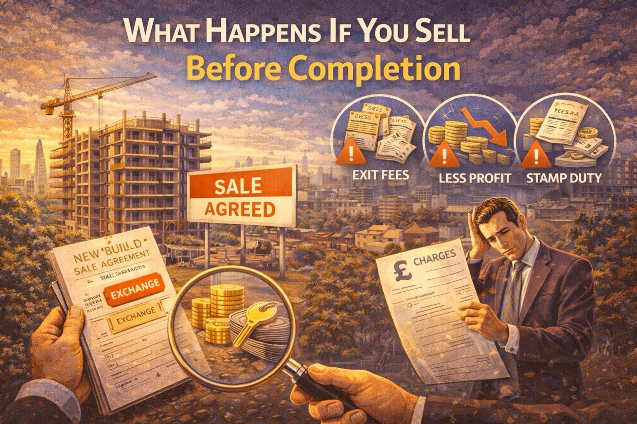 what happens if you sell before completion off plan property showing exit fees reduced profit and stamp duty costs illustration