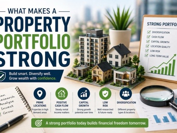 What makes a property portfolio strong with diversification, cash flow and capital growth illustrated using real estate models and charts