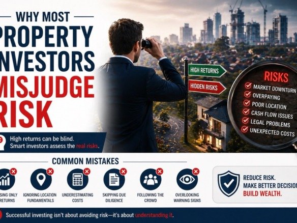 Why most property investors misjudge risk showing common real estate mistakes, hidden risks and investment analysis concepts