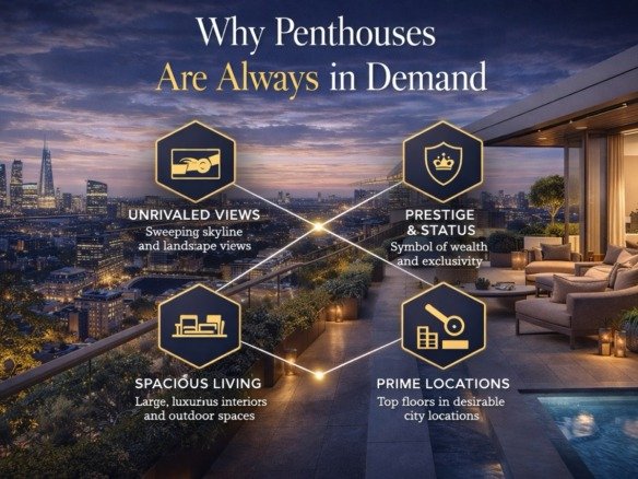 Why penthouses are always in demand in London with skyline views, luxury terrace and premium living