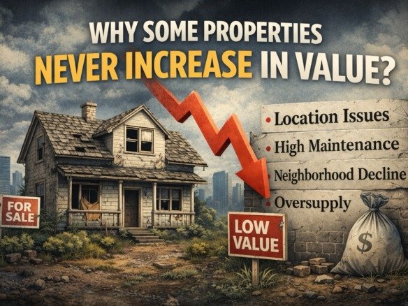 Why some properties never increase in value showing declining house, falling market trend and low property demand