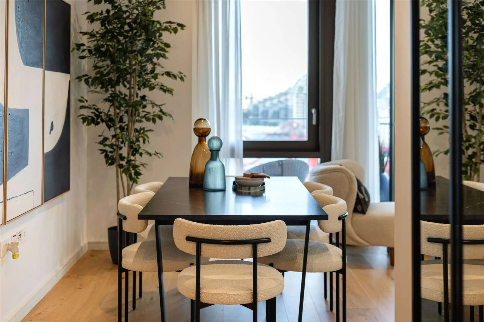 9 Eastfields Riverside Quarter Wandsworth Sw18 Dining Table Bouclé Chairs River View Terrace Door London