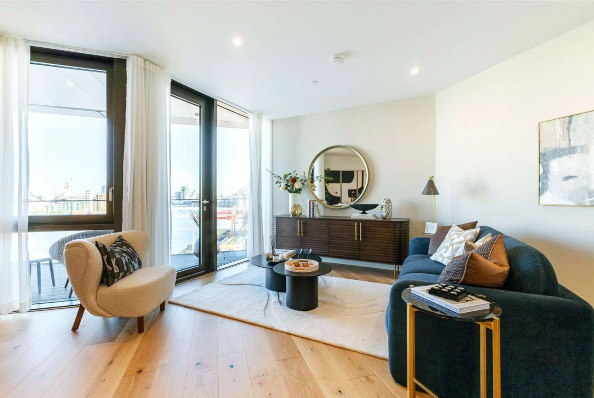 9 Eastfields Riverside Quarter Wandsworth Sw18 Living Room Terrace Doors River Thames View Luxury London
