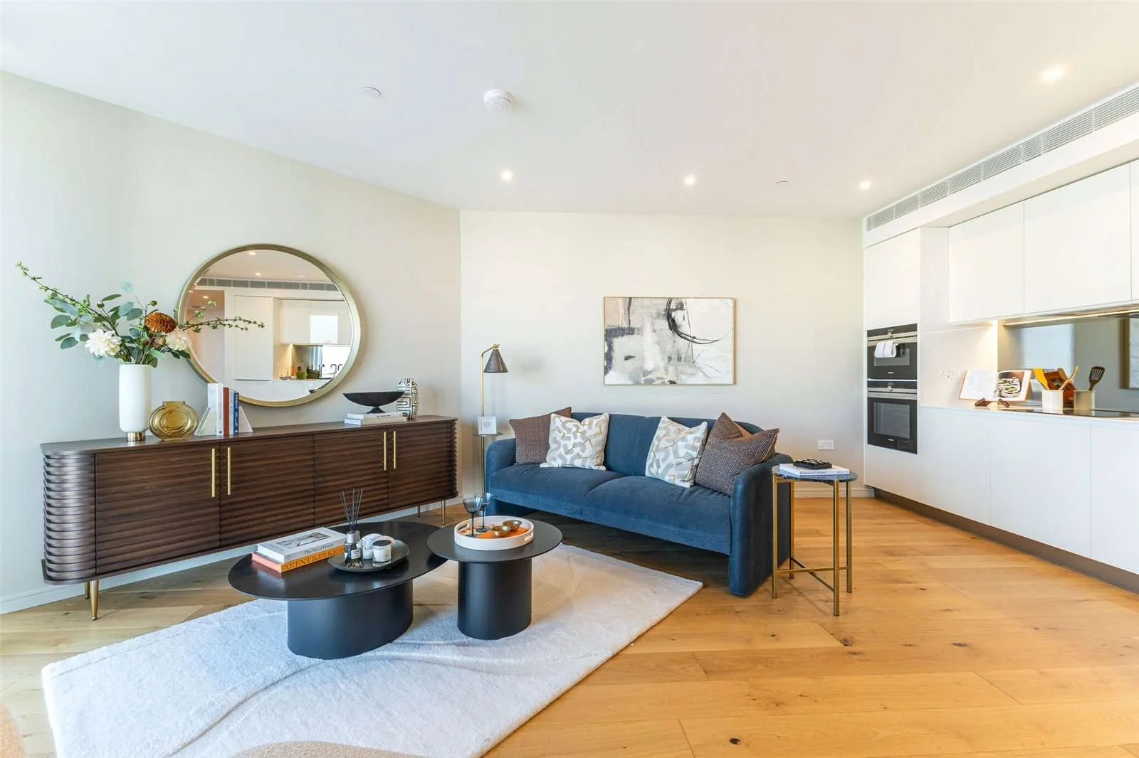 9 Eastfields Riverside Quarter Wandsworth Sw18 Open Plan Living Room Walnut Sideboard Hardwood Floor London