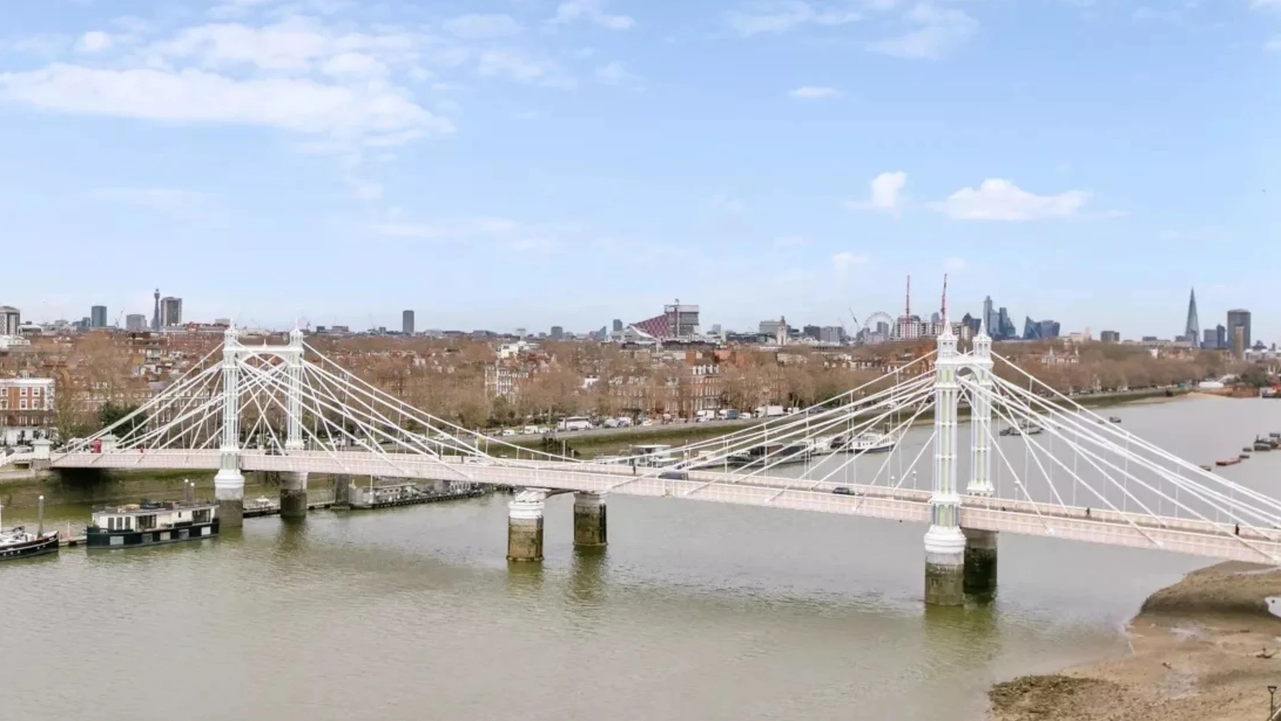 Albert Bridge Battersea Sw11 London River Thames City Skyline View