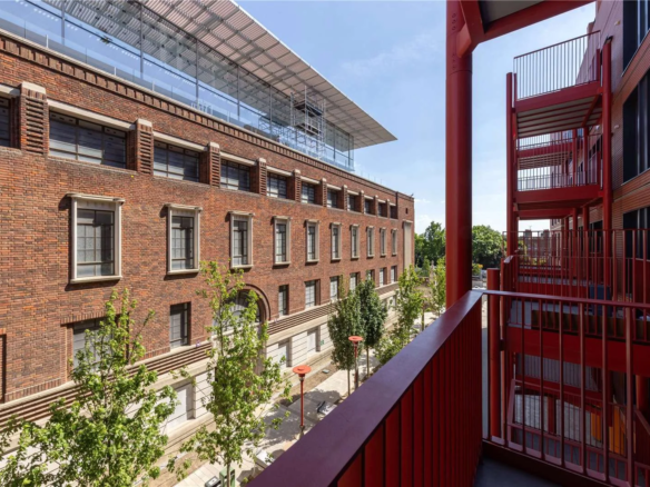 Artisi Hammersmith Civic Campus London W6 Balcony View Grade Ii Listed Town Hall Red Steel Rshp Architecture