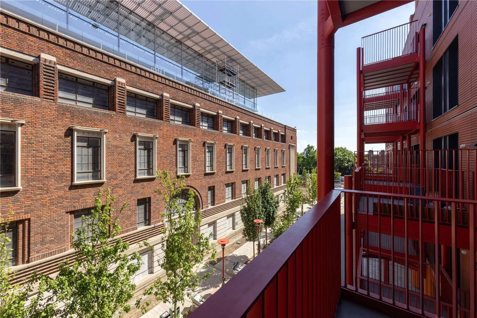 Artisi Hammersmith Civic Campus London W6 Balcony View Grade Ii Listed Town Hall Red Steel Rshp Architecture