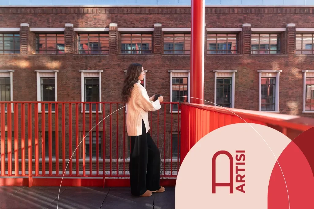 Artisi Hammersmith Town Hall Civic Campus London W6 Resident On Red Steel Walkway Rshp Architecture