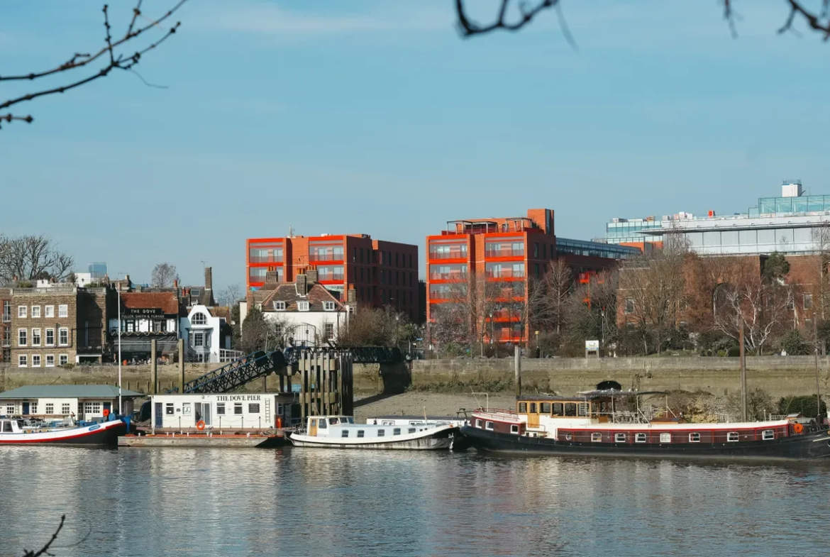 Artisi Hammersmith Town Hall London W6 Exterior View From Thames River Dove Pier Red Brick Rshp Building