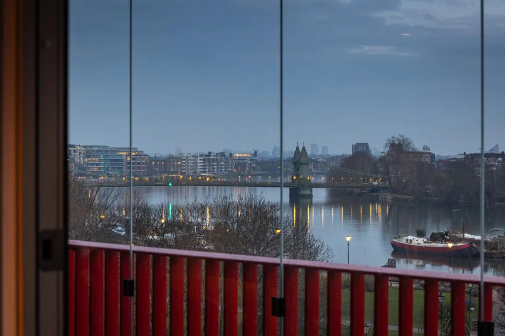 Artisi Hammersmith Town Hall London W6 Residents Rooftop Terrace River Thames Hammersmith Bridge Night View