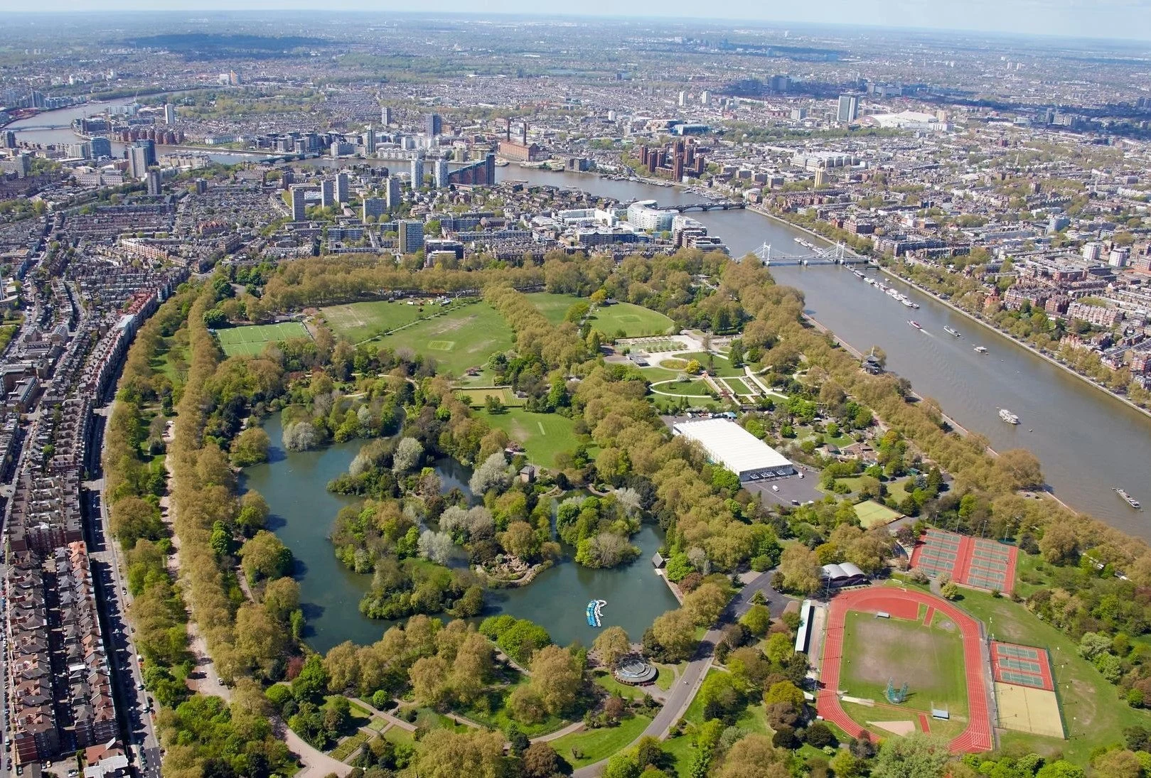 Battersea Park Sw11 London Aerial View River Thames Green Space