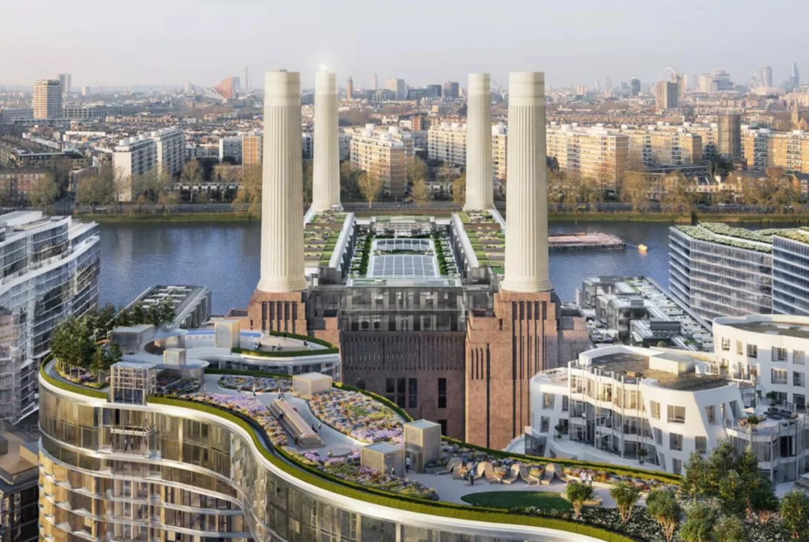 Battersea Power Station Sw11 Aerial View Four Chimneys London Development
