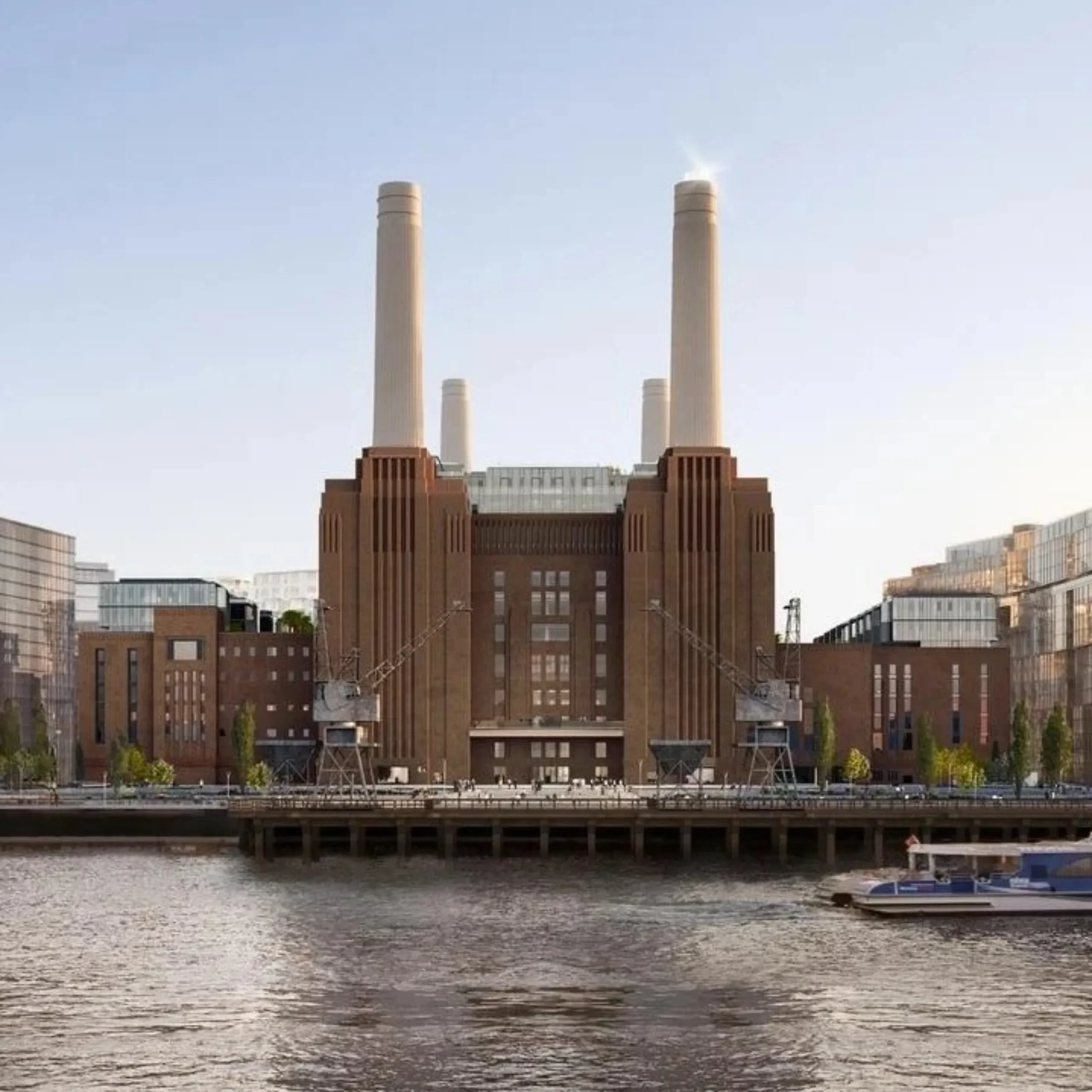 Battersea Power Station Sw11 River Thames Front View Iconic Four Chimneys