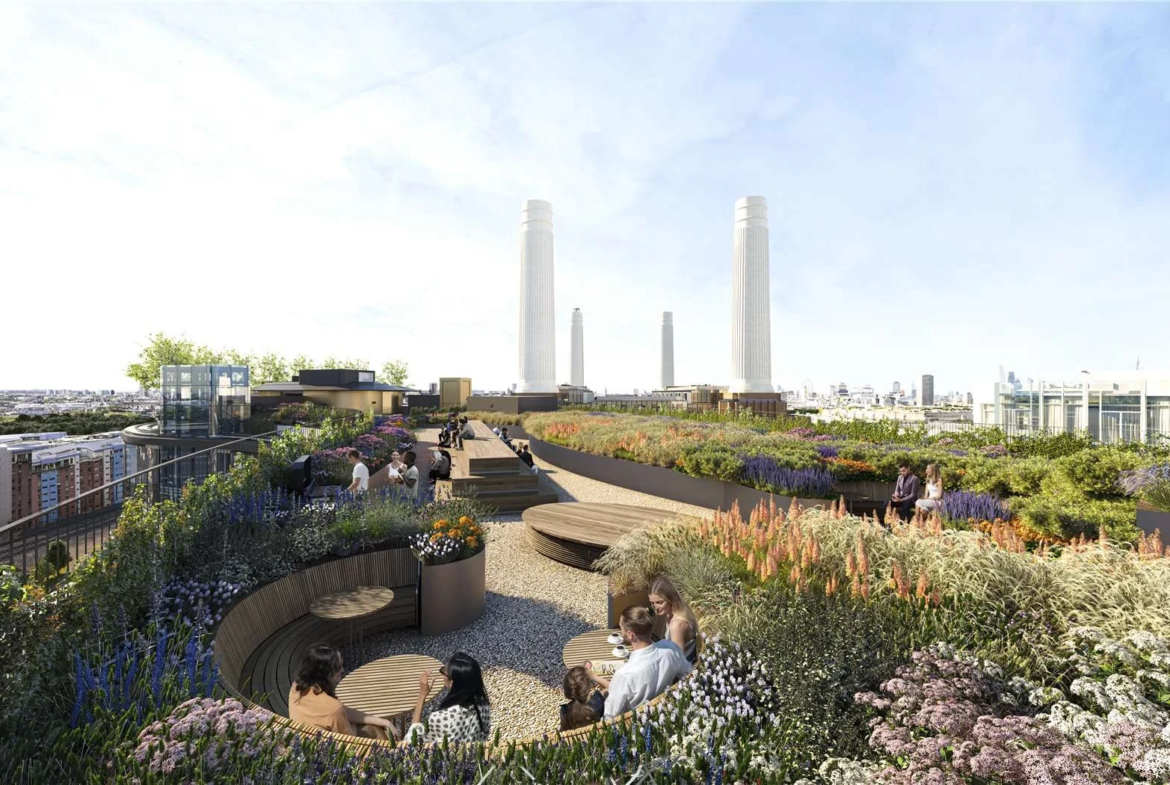Battersea Power Station Circus Road West Sw11 Award Winning Roof Gardens Wildflower Chimneys London