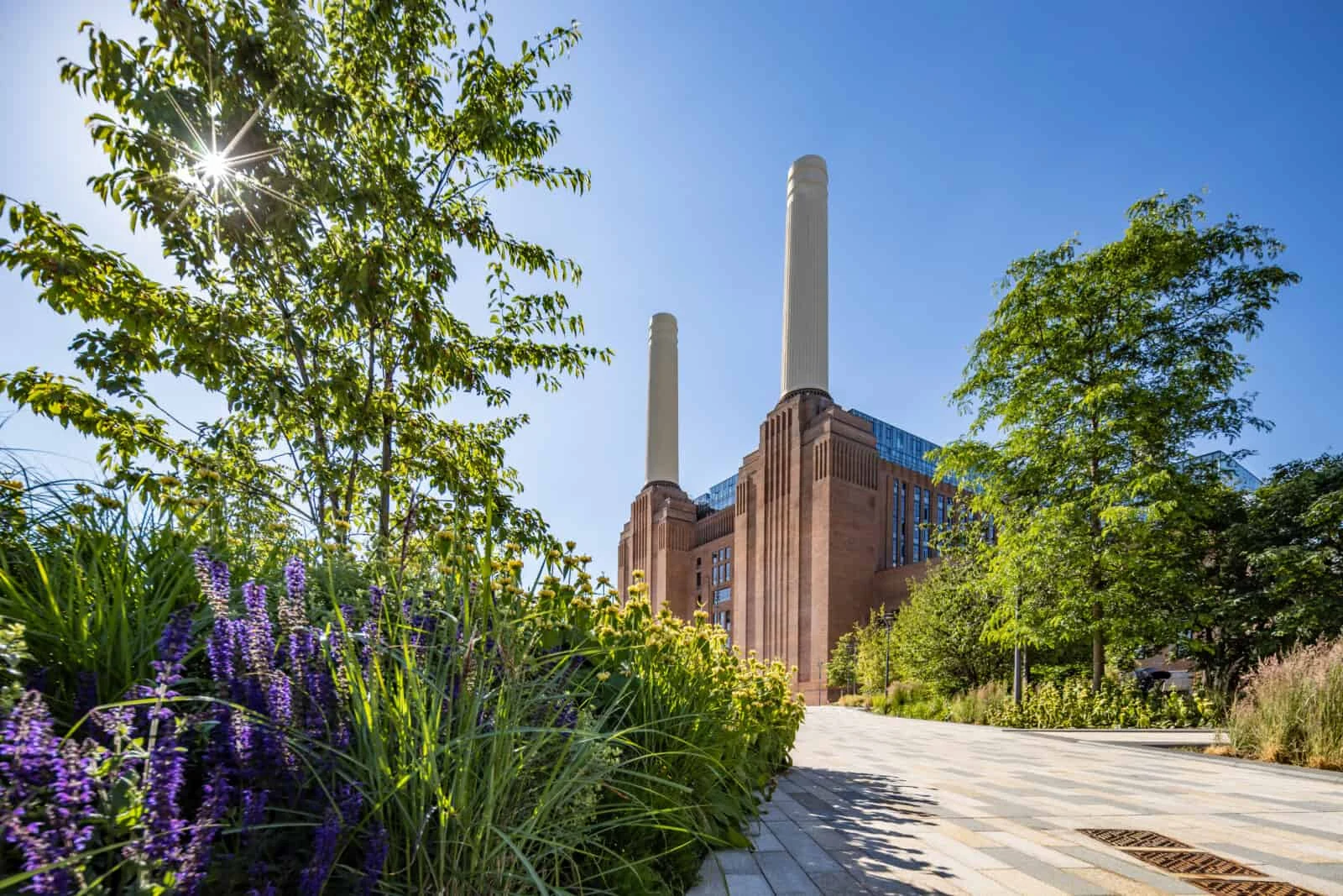 Battersea Power Station Electric Boulevard Sw11 London Wildflower Gardens Chimneys Summer