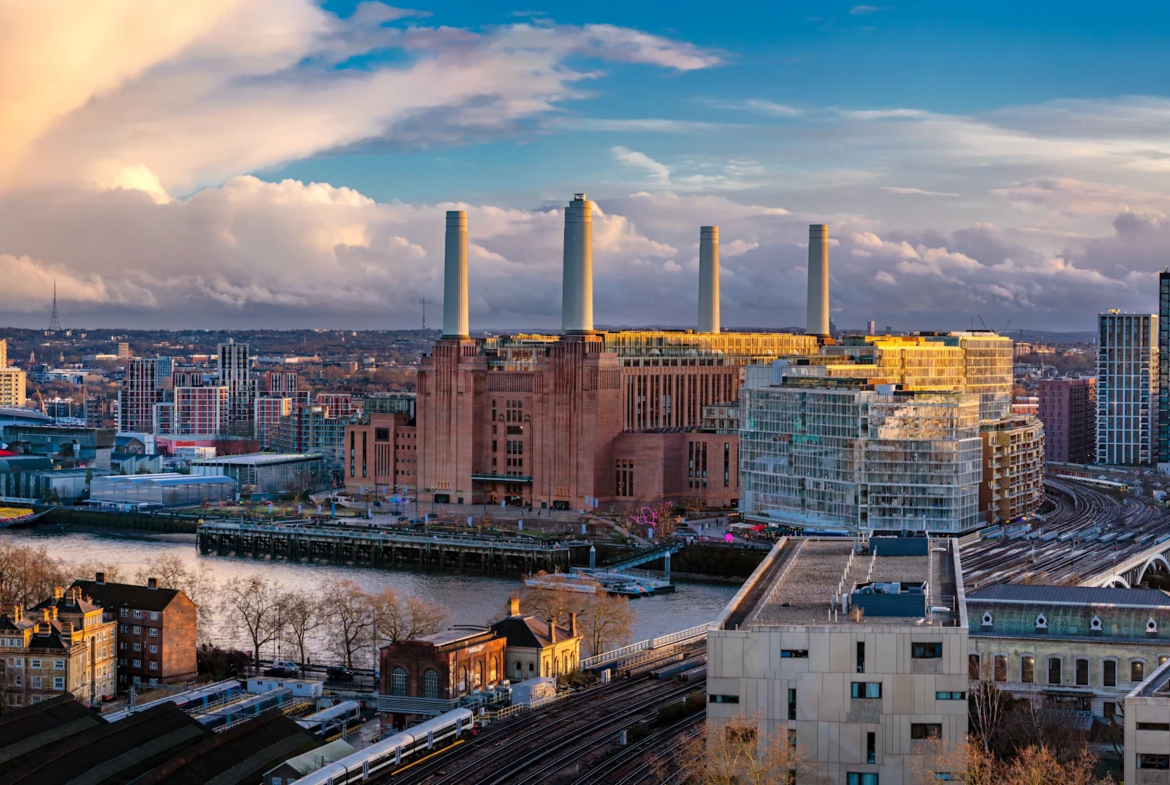Battersea Power Station Sw11 London Iconic Four Chimneys Aerial Landmark Mixed Use Development