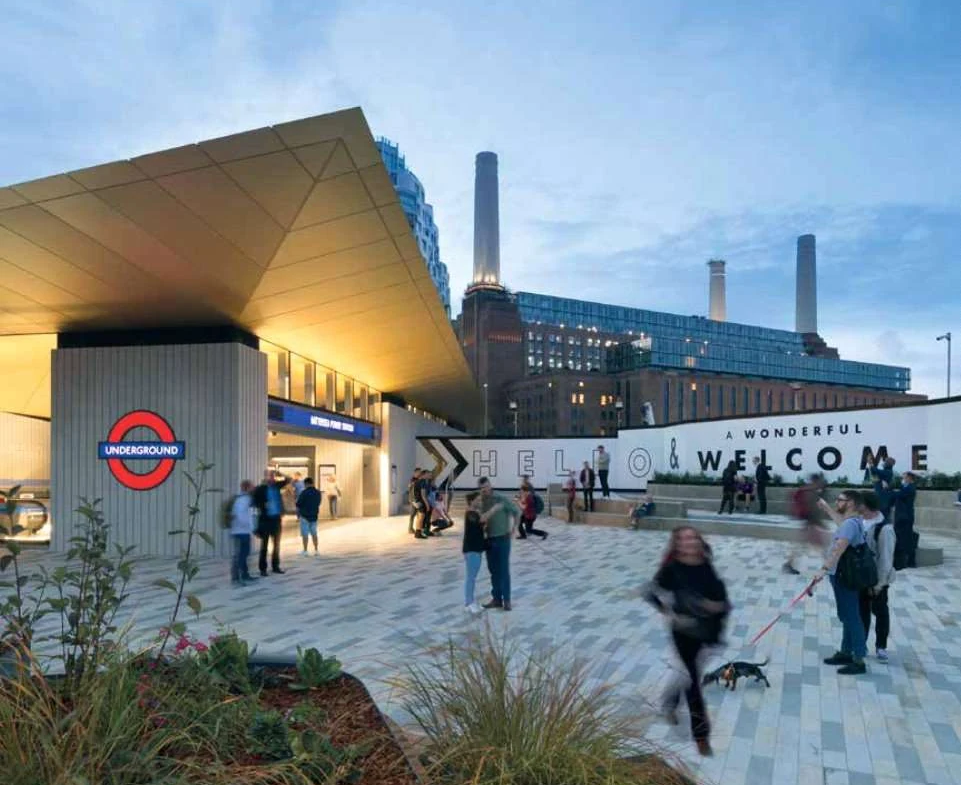 Battersea Power Station Underground Tube Station Sw11 London Zone1 Entrance Dusk
