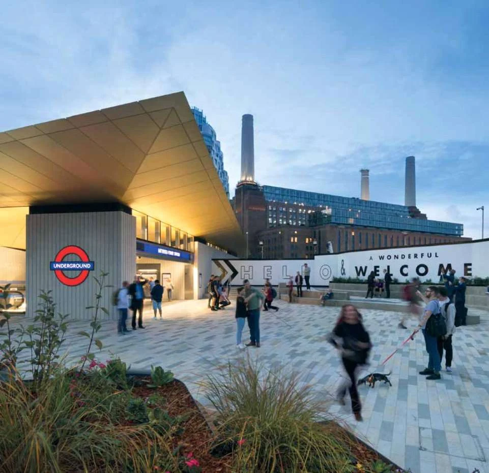 Battersea Power Station Underground Tube Station Sw11 London Zone1 Entrance Dusk