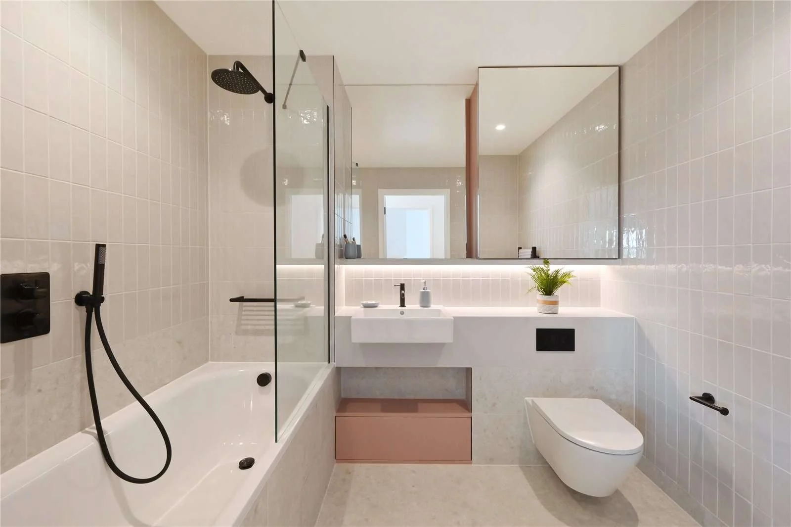 Brent Cross Town Nw2 Main Bathroom Bath Shower Black Taps Illuminated