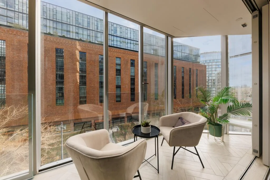 Circus West Village 8 Circus Road West Battersea Sw11 London 1 Bed Apartment Winter Garden Two Velvet Chairs Power Station...