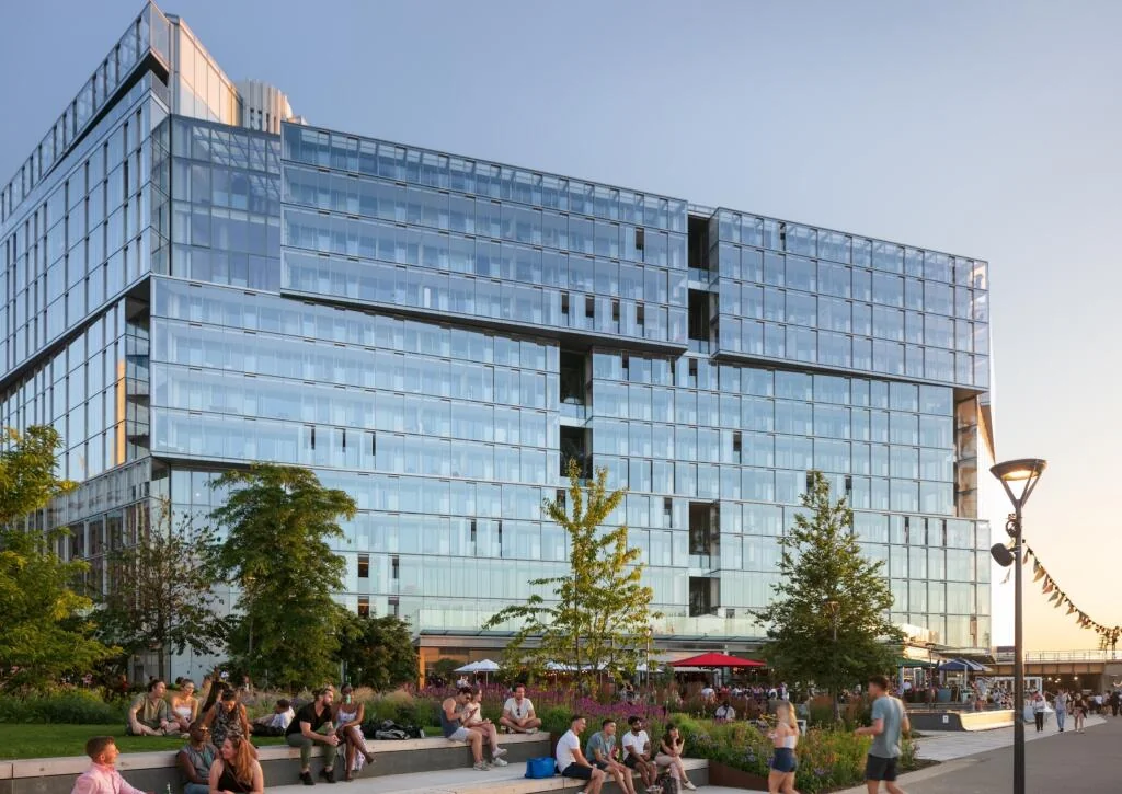 Circus West Village Battersea Power Station Sw11 London Exterior Glass Building Public Square Lifestyle Neighbourhood Evening