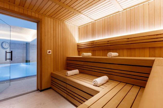 Circus West Village Battersea Power Station Sw11 London Residents Sauna Cedar Wood Benches Wellness Spa Amenity Facility